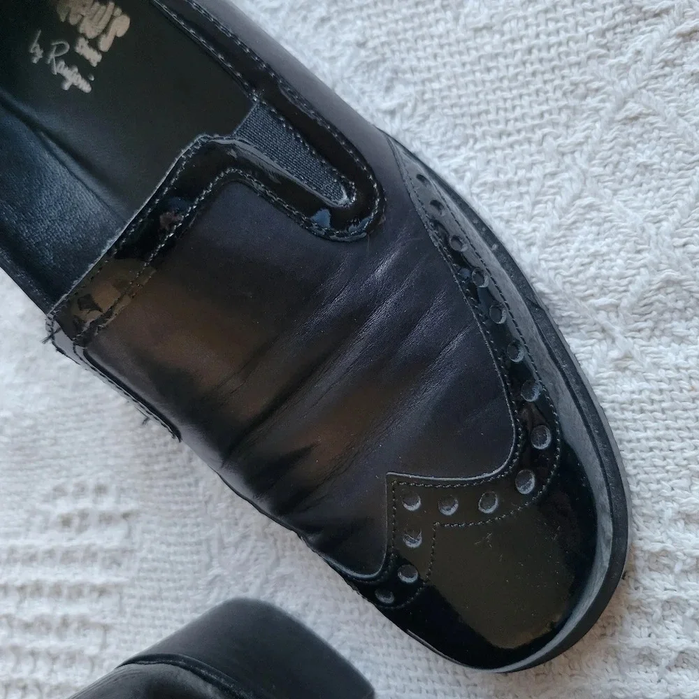 𝅺AMALFI BY RANGONI Black  Low Heel Leather Slip On Loafer - Picture 9 of 13